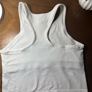 Lululemon White Ribbed Racerback Tank